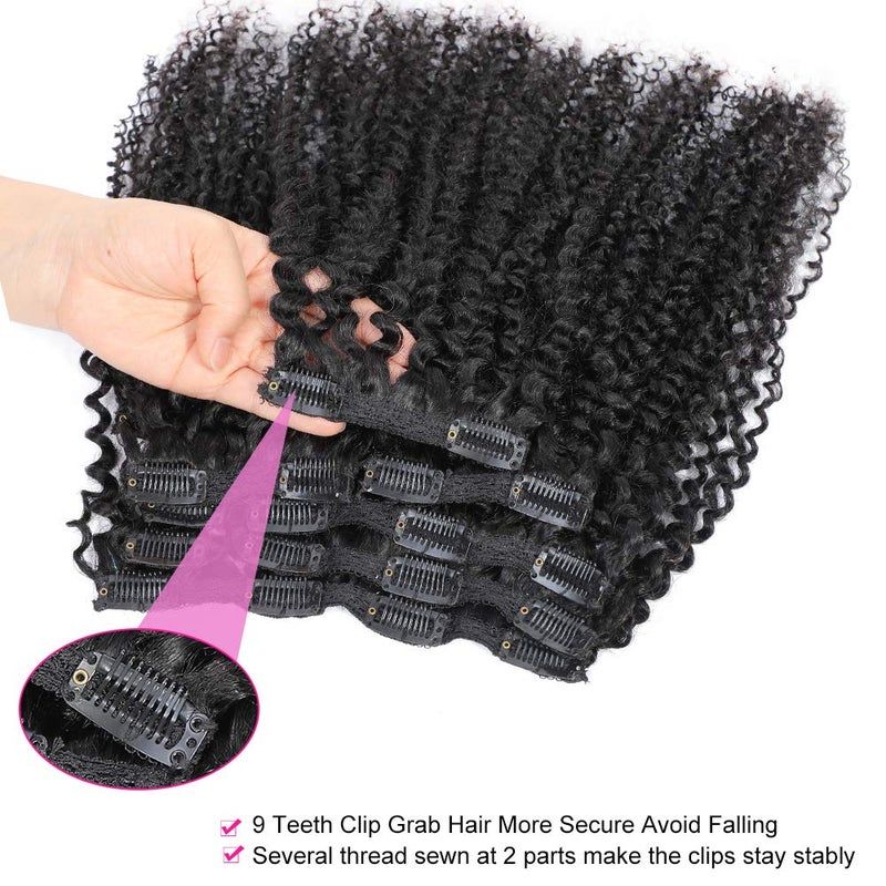 URbeauty Kinky Curly Clip In Hair Extensions for Black Women Human Hair, Urbeauty Curly Hair Extensions Clip in Human Hair for Black Girl, 3c 4a Kinky Curly Hair Clip Ins for Women - Image 4